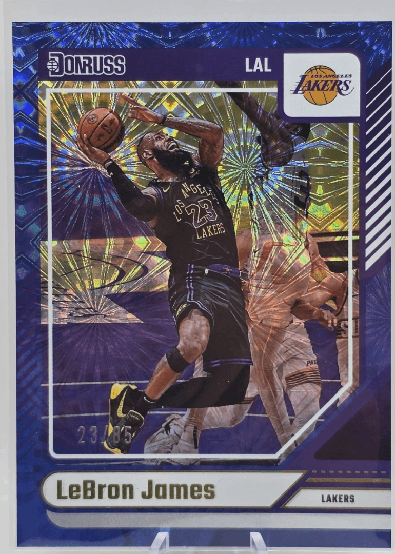 LeBron James 2024-25 Donruss International Blue Fireworks numbered 23/85